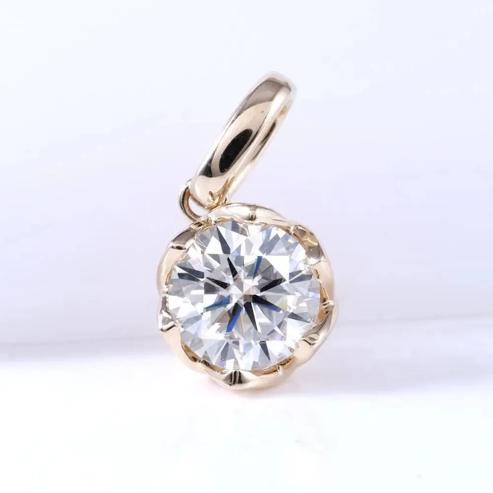 14k Yellow Gold Moissanite Necklace 1ct