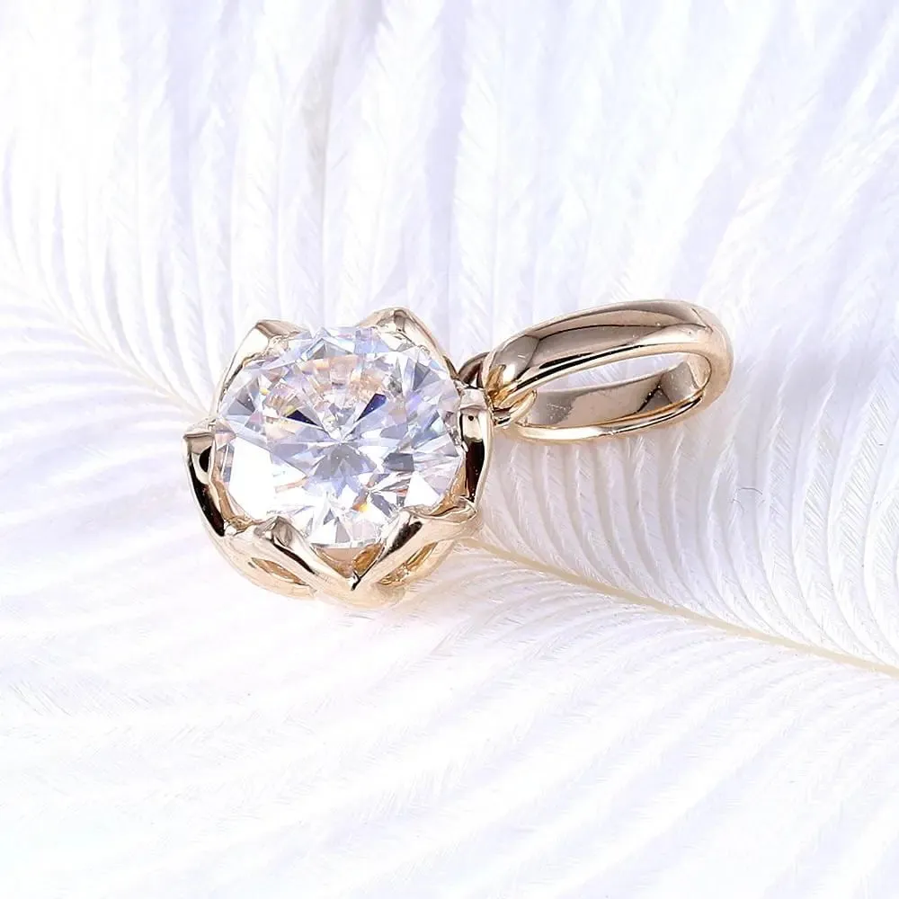 14k Yellow Gold Moissanite Necklace 1ct