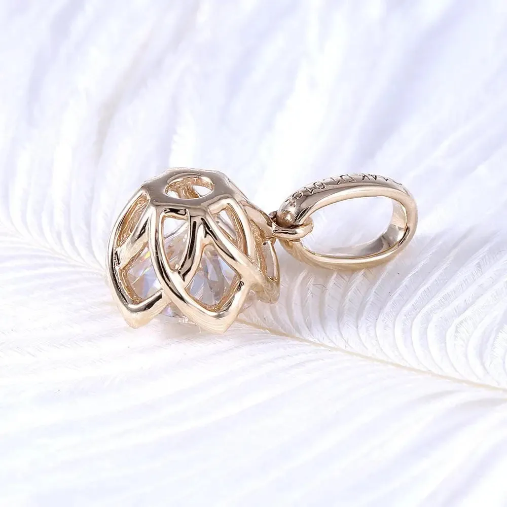 14k Yellow Gold Moissanite Necklace 1ct