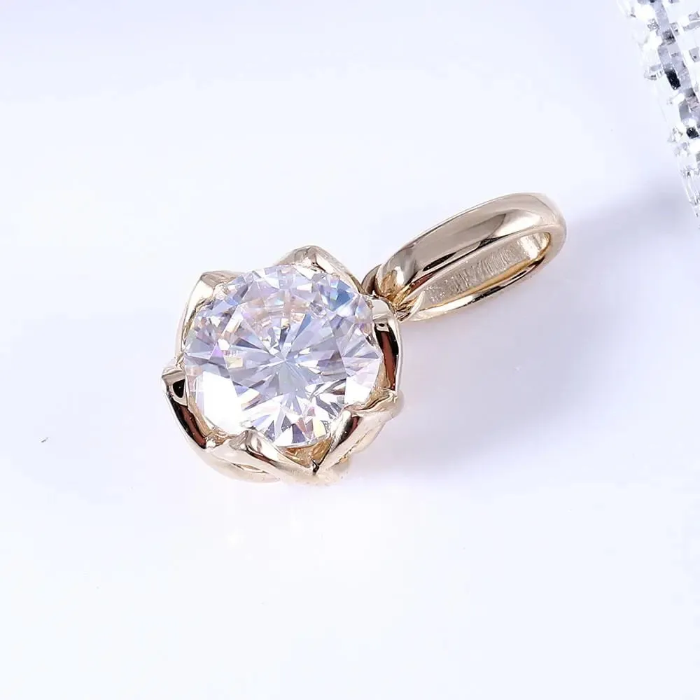 14k Yellow Gold Moissanite Necklace 1ct