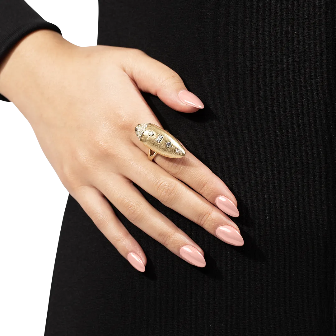 18K Yellow Gold Scarab Pop Art Diamond Ring