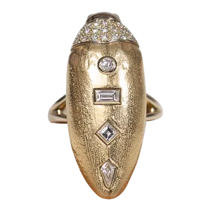 18K Yellow Gold Scarab Pop Art Diamond Ring