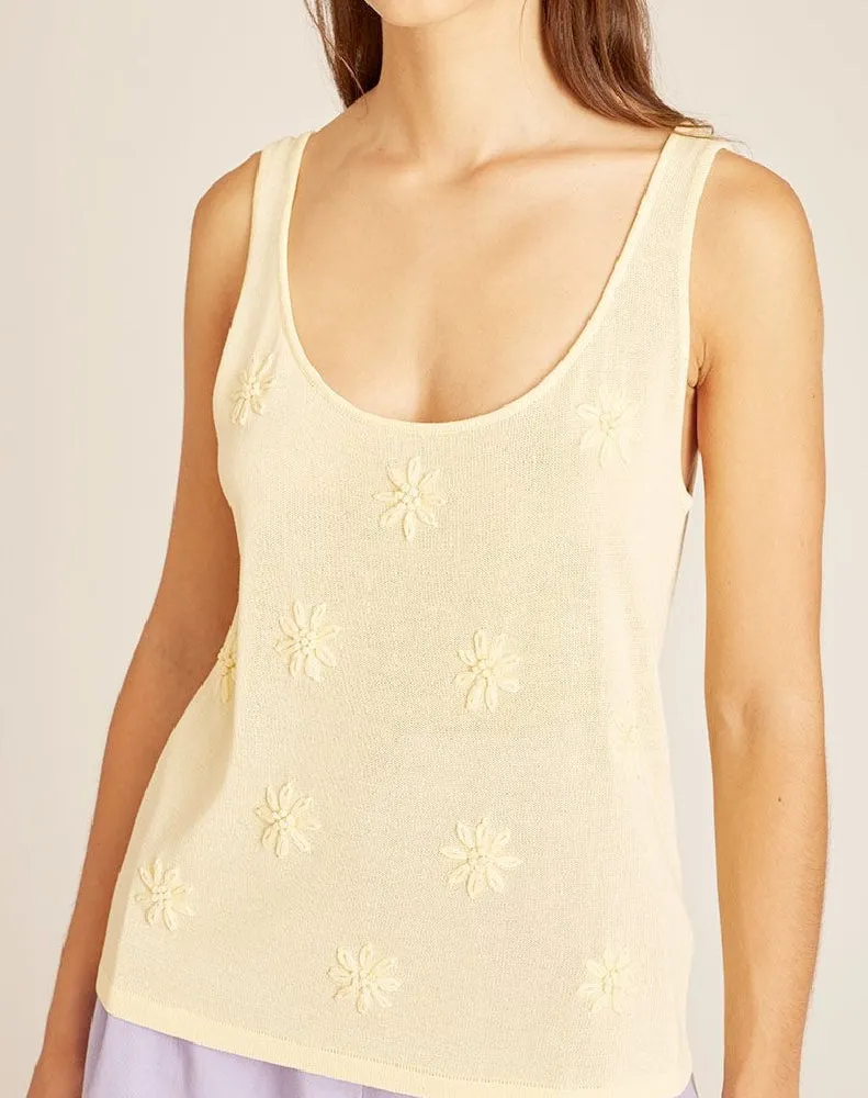 FLOWERS TRICOT TOP YELLOW