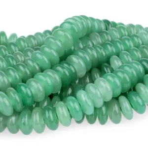 Green Aventurine 10mm Rondelle Large Hole 8-Inch