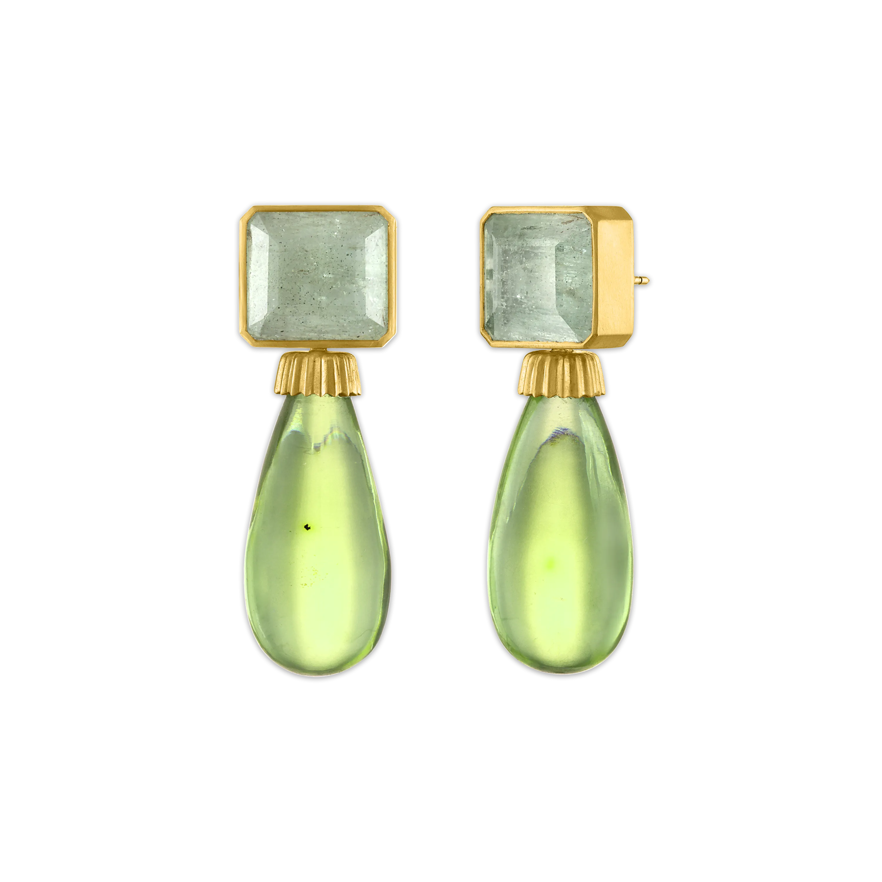 Green Beryl and Amber Canthus Earrings
