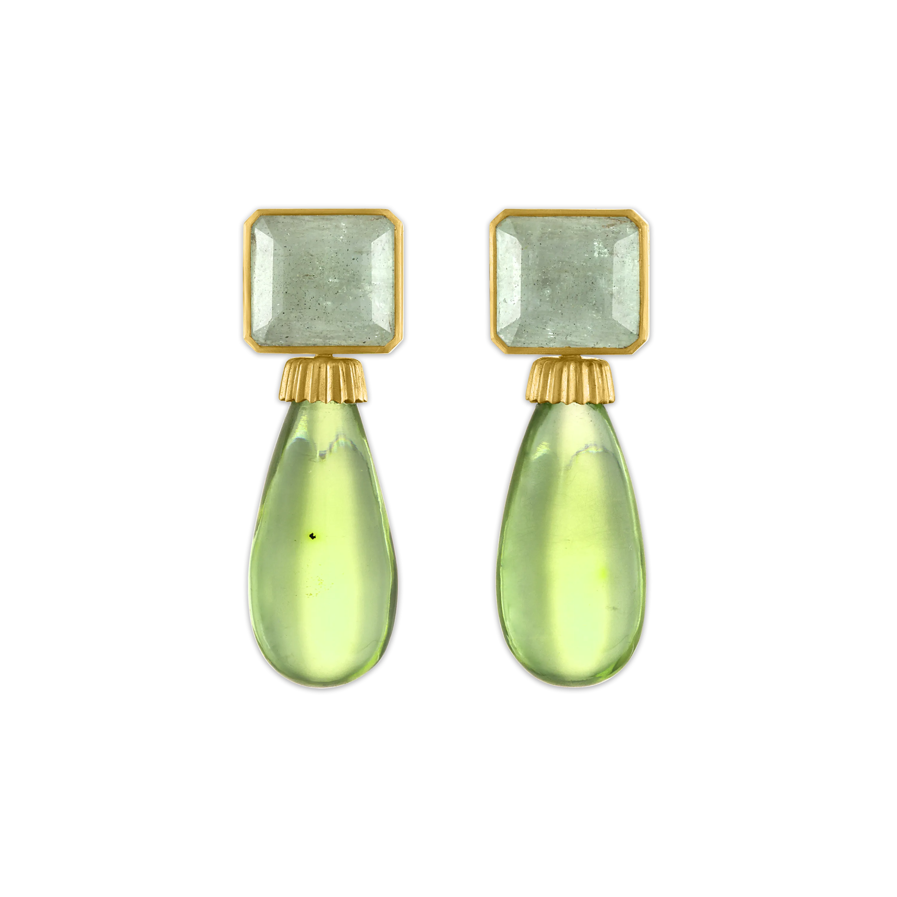 Green Beryl and Amber Canthus Earrings