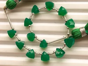 Green Onyx 3D Trillion Shape Beads