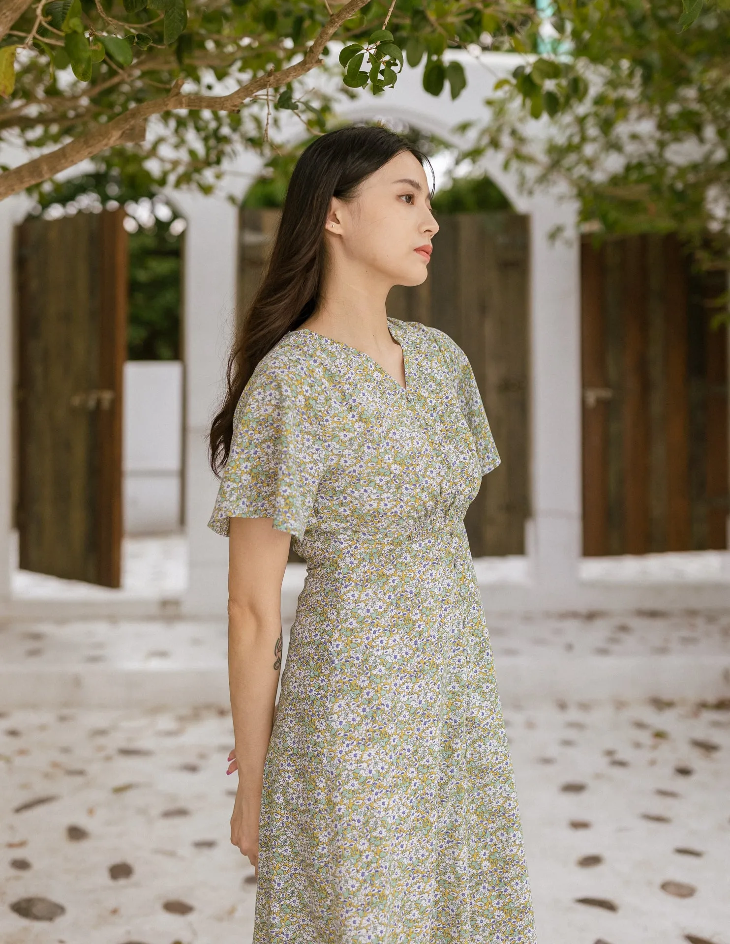 Lori Floral Dress in Yellow
