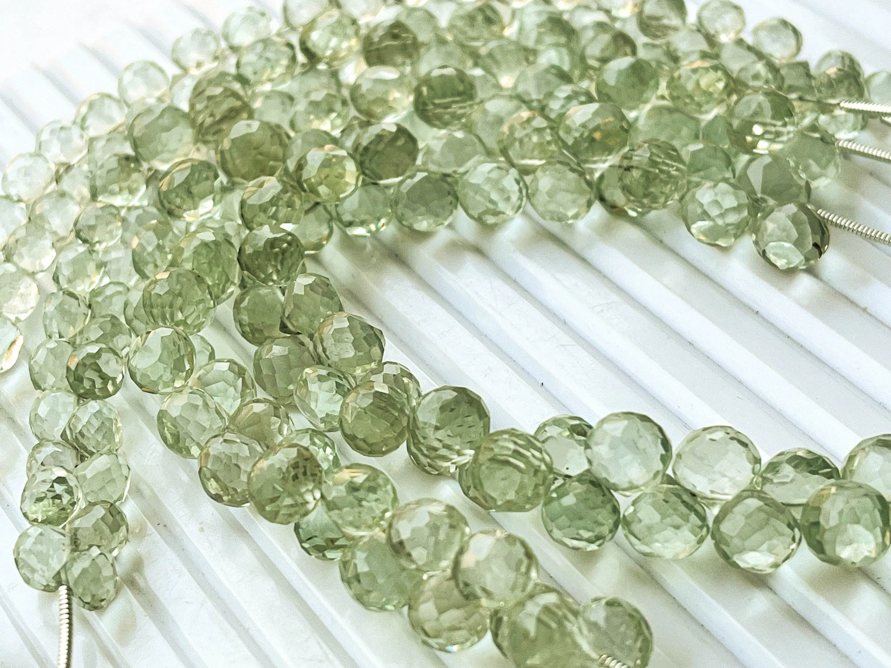 Natural Green Amethyst Micro faceted Onion shape Drops, Green Amethyst gemstone, Green Amethyst teardrops, Green Amethyst drops