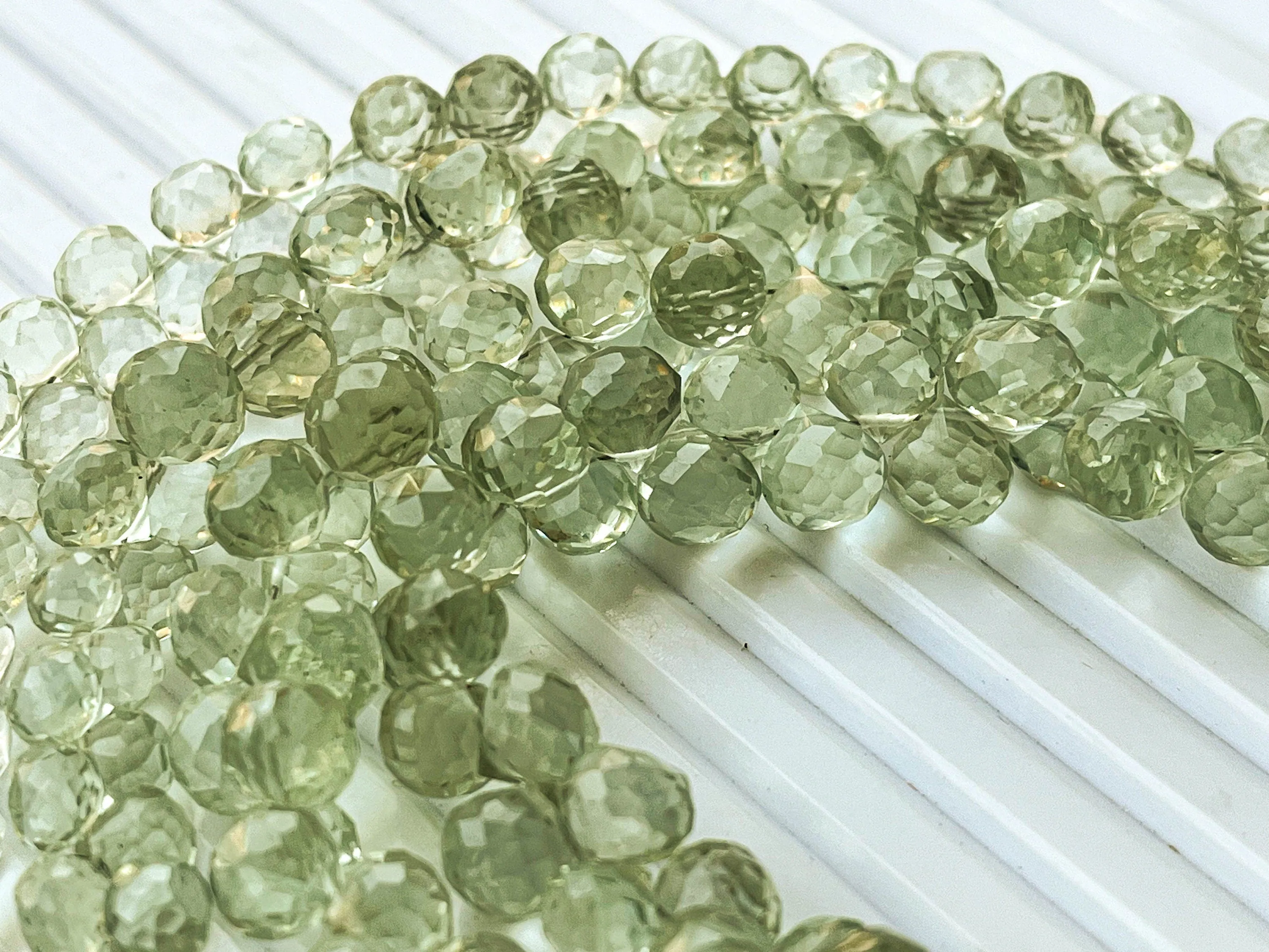 Natural Green Amethyst Micro faceted Onion shape Drops, Green Amethyst gemstone, Green Amethyst teardrops, Green Amethyst drops