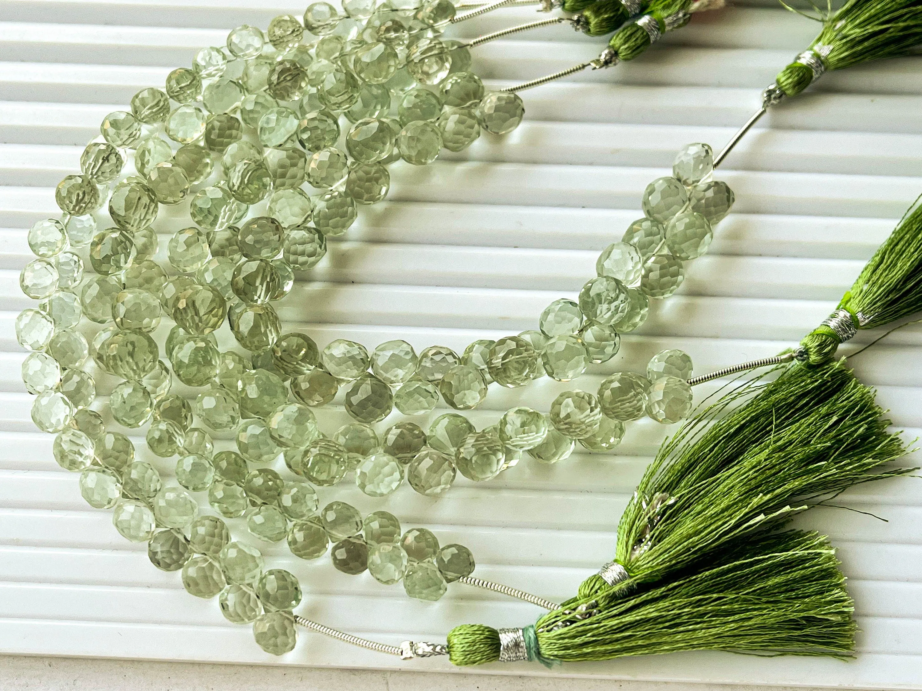 Natural Green Amethyst Micro faceted Onion shape Drops, Green Amethyst gemstone, Green Amethyst teardrops, Green Amethyst drops