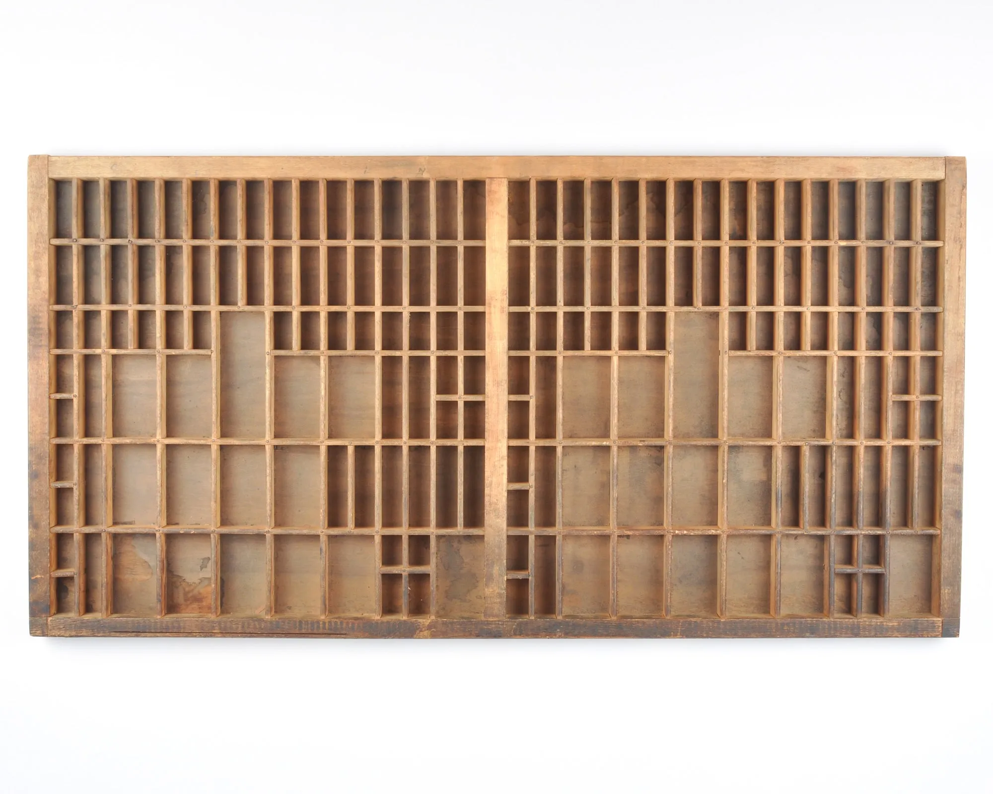 Printers Drawer Wooden Typeset Wood Letterpress-Shadow Box-Curio Shelf-Vintage Home Decor-Wood Section Shelf-Brown Patina