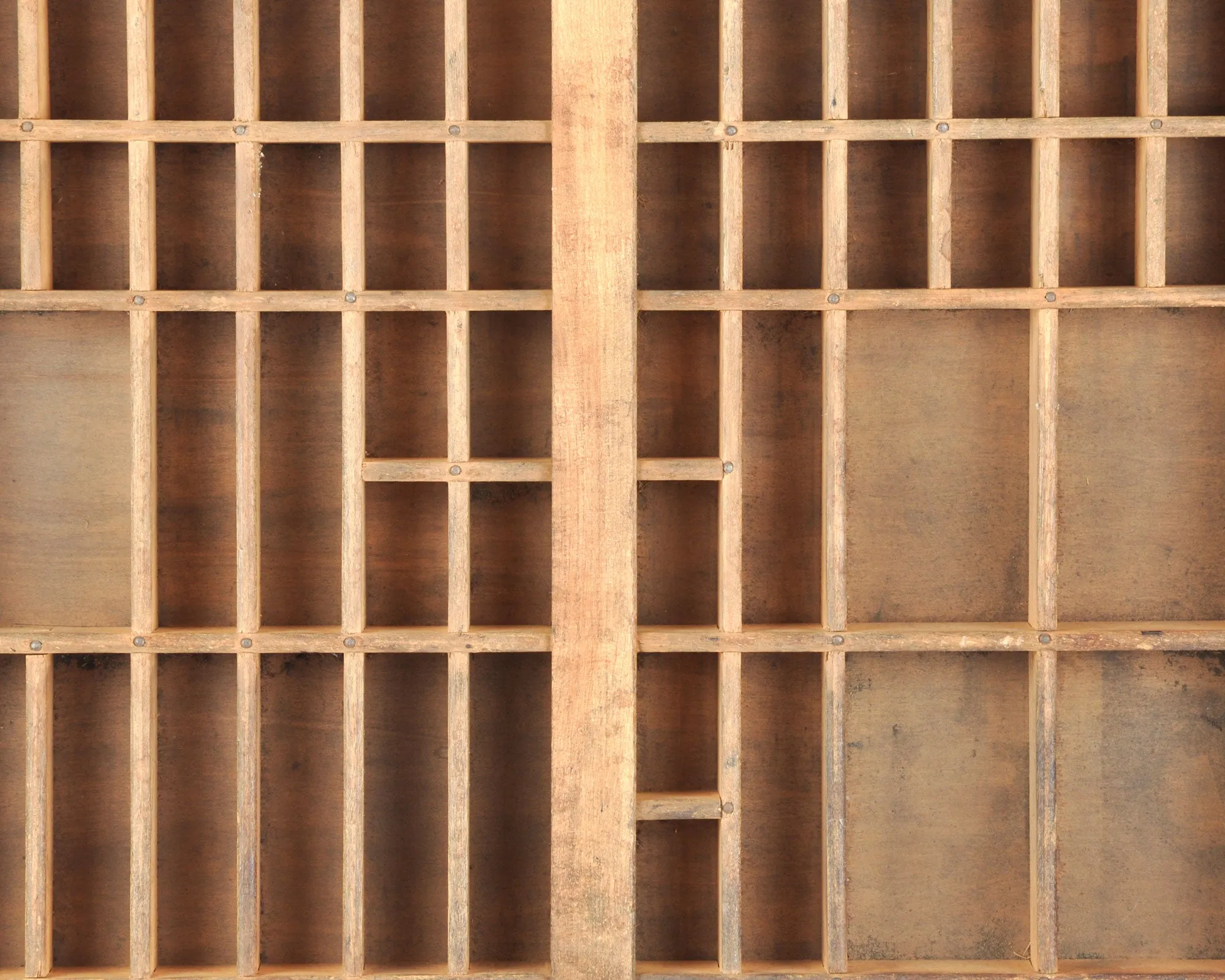 Printers Drawer Wooden Typeset Wood Letterpress-Shadow Box-Curio Shelf-Vintage Home Decor-Wood Section Shelf-Brown Patina