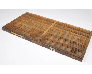 Printers Drawer Wooden Typeset Wood Letterpress-Shadow Box-Curio Shelf-Vintage Home Decor-Wood Section Shelf-Brown Patina