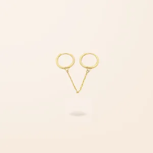 Single 10K Gold Chain Huggie Earring