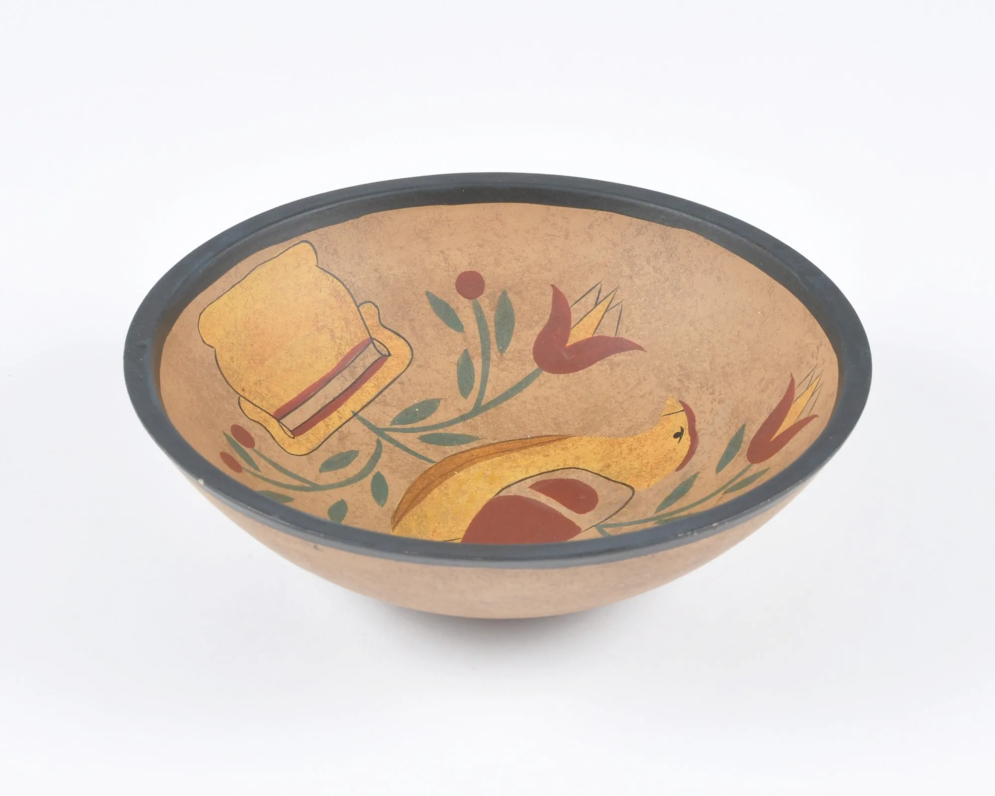 Vintage Home Decor-Old Wooden Primitive Turned Bowl-Solid Wood Dutch Folk Art-Small-Farmhouse Décor